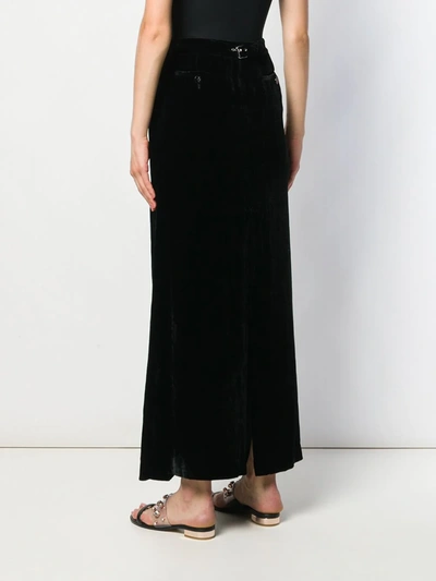 Pre-owned Emilio Pucci 1990's Velvet Effect Maxi Skirt In Black