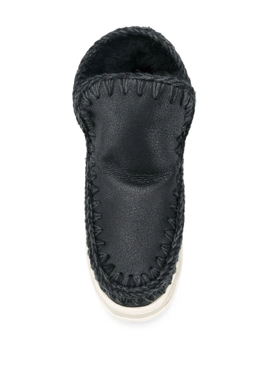 Mou Cracked Black Eskimo Trainer Rhinestones In Black