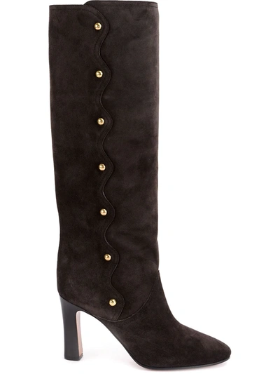 Shop Chloé Quaylee Over-the-knee Boots In Grey