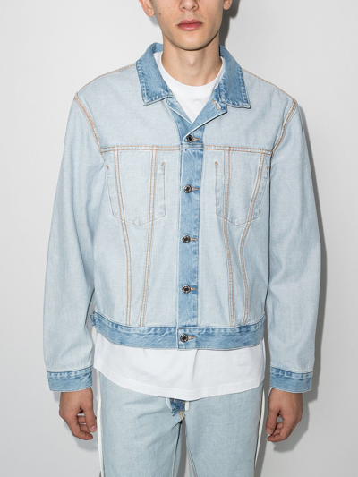 Shop Helmut Lang Reversed Denim Jacket In Blue