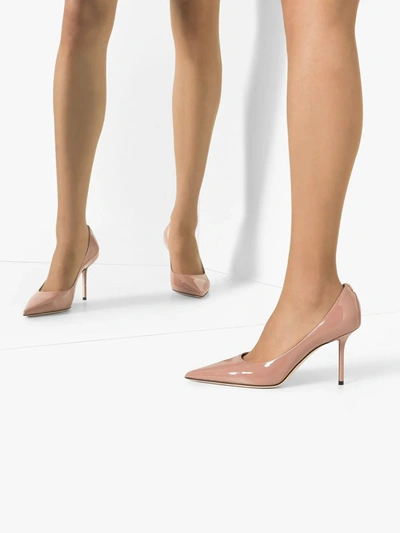 Shop Jimmy Choo Love 85mm Patent Leather Pumps In Pink