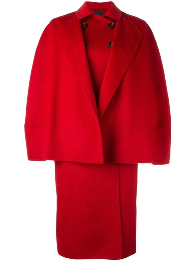 Shop Agnona Double-breasted Oversized Coat In Red