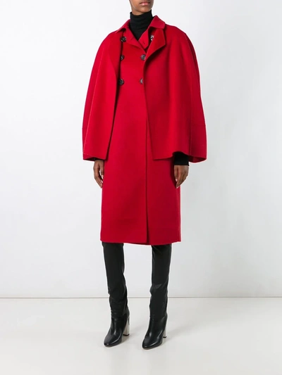 Shop Agnona Double-breasted Oversized Coat In Red