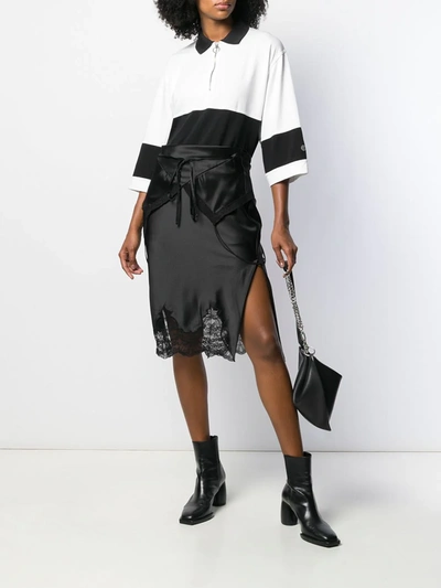 Shop Alexander Wang Tie Fold Over Slip Skirt In Black