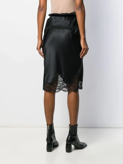 Shop Alexander Wang Tie Fold Over Slip Skirt In Black