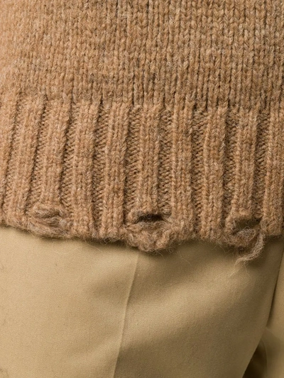 Shop Maison Flaneur Distressed Knit Jumper In Neutrals