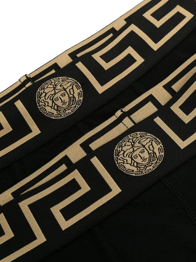 Shop Versace Greca Border Boxer Briefs (pack Of Two) In Black