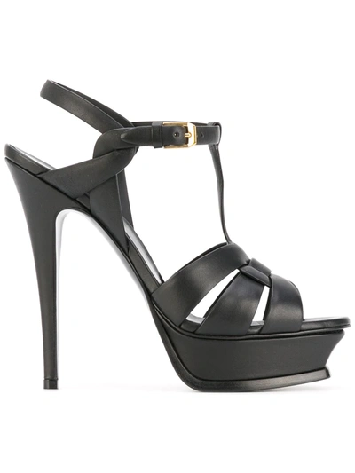 Saint Laurent Tribute Platform Sandal In Black