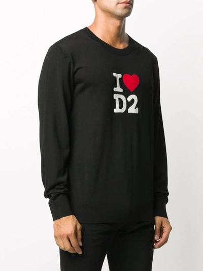 Shop Dsquared2 Logo Intarsia Knitted Jumper In Black