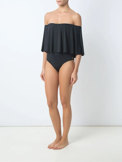 Shop Brigitte Off Shoulder Swimsuit In Black