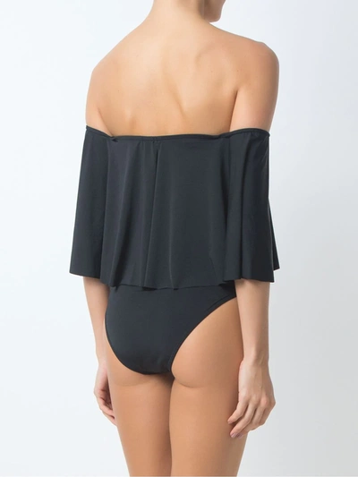 Shop Brigitte Off Shoulder Swimsuit In Black