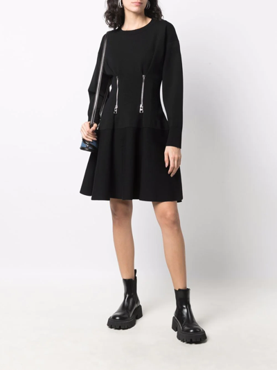 Shop Alexander Mcqueen Zip-detail Flared Dress In Schwarz