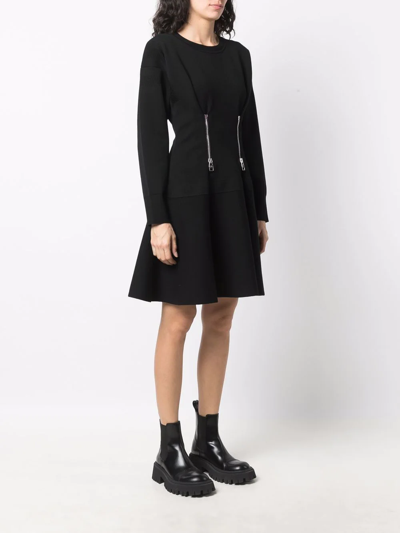 Shop Alexander Mcqueen Zip-detail Flared Dress In Schwarz