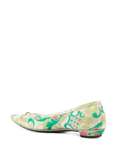 Pre-owned Prada 1990s Jacquard Pointed Ballerinas In Multicolour