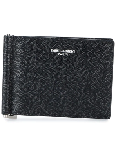 Shop Saint Laurent Money Clip Wallet In Black