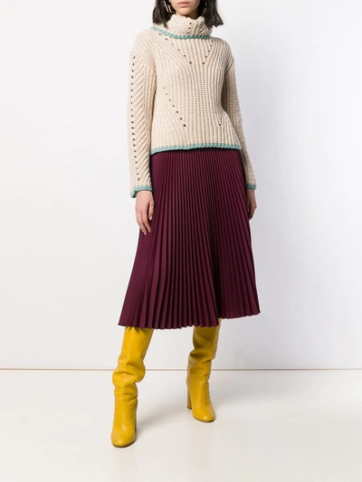 Shop Fendi Chunky Knit Sweater In Neutrals
