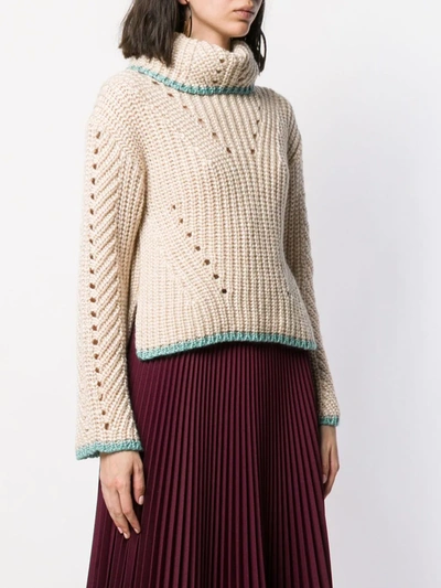 Shop Fendi Chunky Knit Sweater In Neutrals