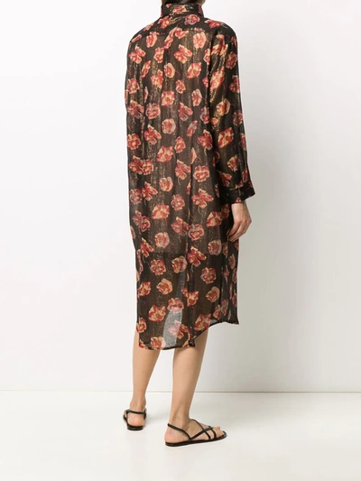 Shop Mes Demoiselles Sheer Floral Print Dress In Black