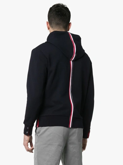 Shop Thom Browne Center-back Stripe Loopback Hoodie In Blue