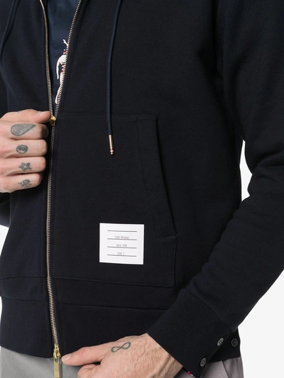 Shop Thom Browne Center-back Stripe Loopback Hoodie In Blue