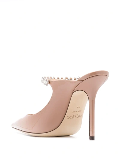 Jimmy Choo Womens Ballet Pink Bing 100 Crystal-embellished Patent-leather Heeled Mules In Pink