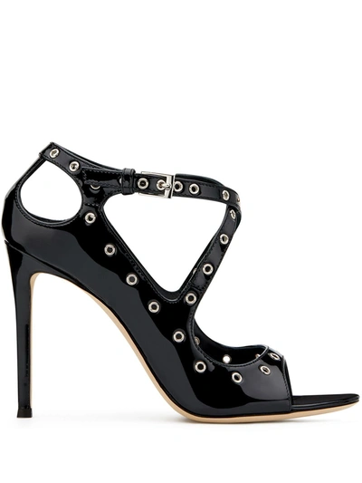 Giuseppe Zanotti Alyson 105 Rivet Sandals In Patent Leather- Delivery In 3-4 Weeks In Black
