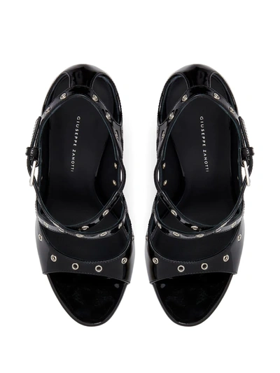 Giuseppe Zanotti Alyson 105 Rivet Sandals In Patent Leather- Delivery In 3-4 Weeks In Black