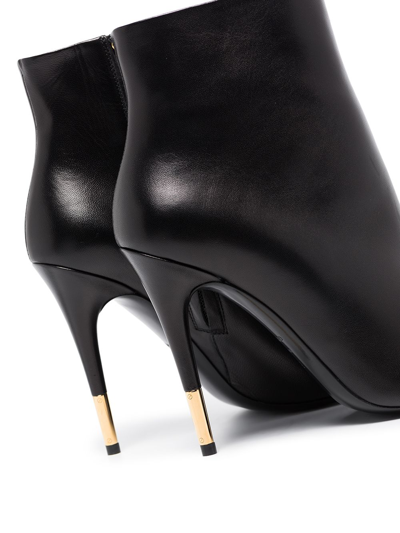 Tom Ford Black Iconic Chain 105 Leather Ankle Boots In Black