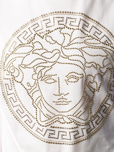 Shop Versace Medusa Motif Studded T-shirt In White