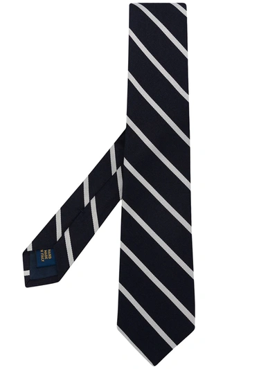 Shop Polo Ralph Lauren Striped Silk Narrow Tie In Blue