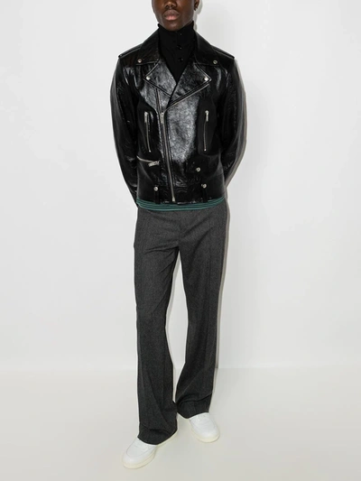 Saint Laurent Lamb Leather Jacket With Cupro Lining In Black