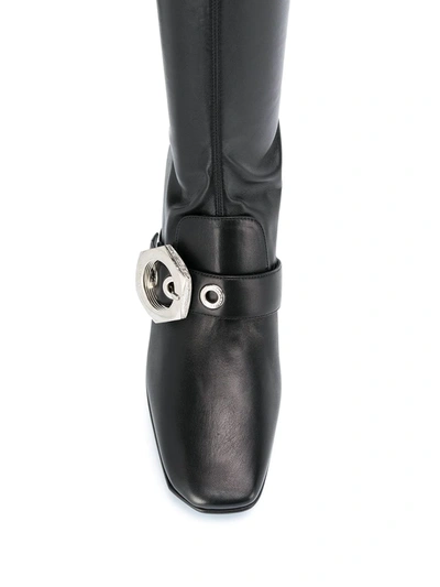 Shop Off-white Buckle-detail Over-the-knee Boots In Black