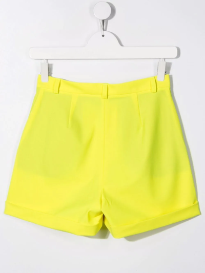 Shop Balmain Teen Decorative-buttons Tailored Shorts In Yellow