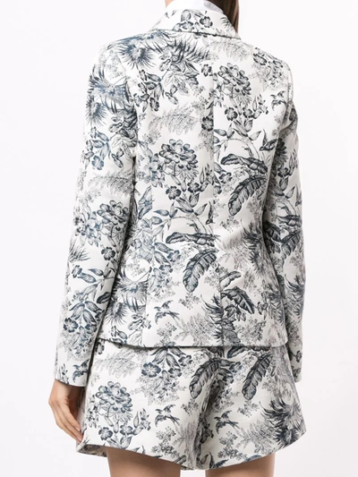 Shop Erdem Floral-print Single Breasted Blazer In White