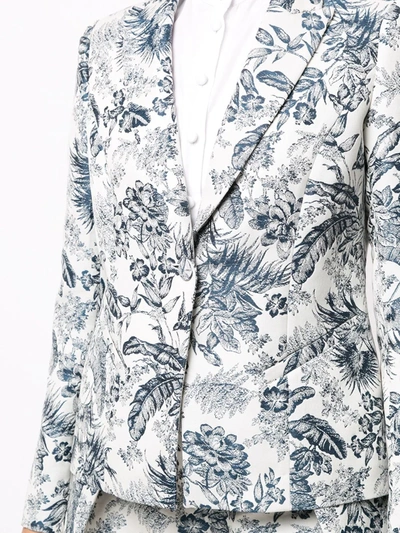 Shop Erdem Floral-print Single Breasted Blazer In White