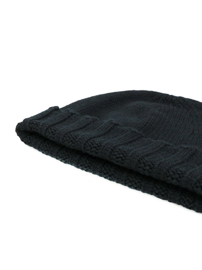 Shop Drumohr Beanie With Ribbed Trim In Black