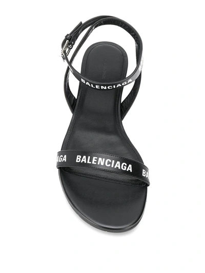 Shop Balenciaga Round Flat Sandals In Black