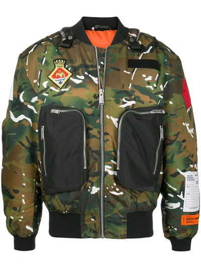 Shop Heron Preston Camouflage-print Bomber Jacket In Green