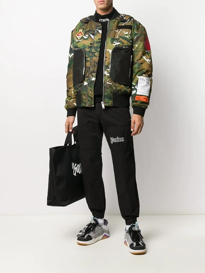 Shop Heron Preston Camouflage-print Bomber Jacket In Green