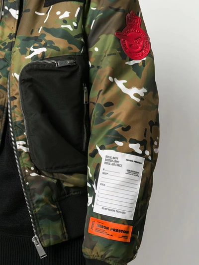 Shop Heron Preston Camouflage-print Bomber Jacket In Green