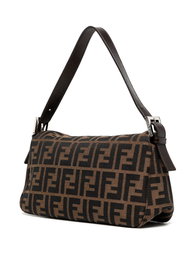 Pre-owned Fendi 1990s Zucca Pattern Shoulder Bag In Brown