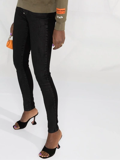 Philipp Plein Leopard-trimmed Skinny Jeans In Black