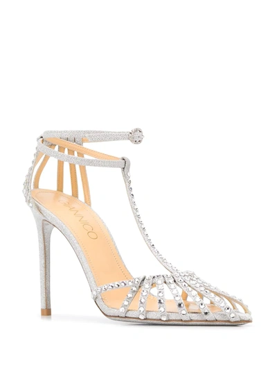 Shop Giannico Eve 110mm Glitter Sandals In Silver