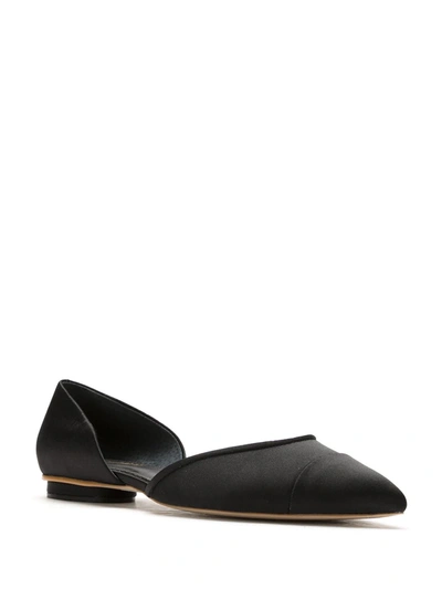 Shop Sarah Chofakian Satin Leather Ballerina Shoes In Black