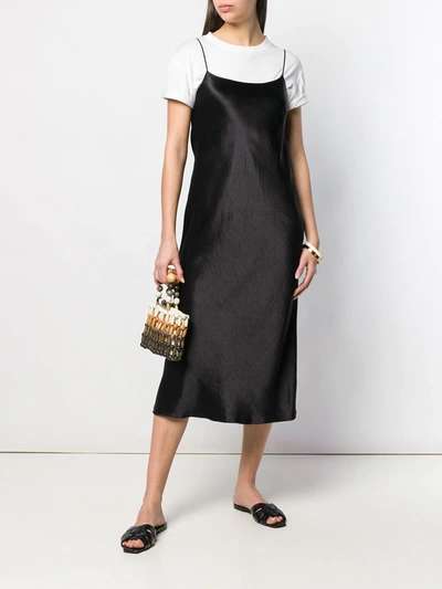 Vince Hammered Satin Slip Dress In Black