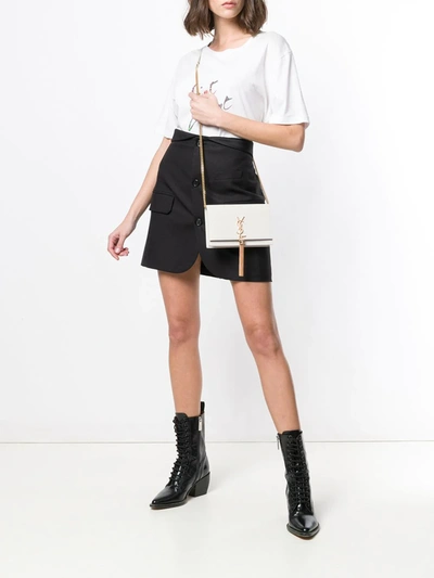 Shop Saint Laurent Kate Tassel Chain Bag In White