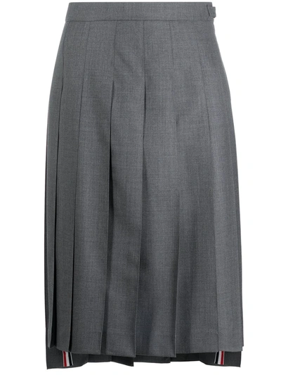 Shop Thom Browne Pleated Midi Skirt In Grau