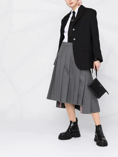 Thom Browne Medium Grey School Uniform Plain Weave Below-the-knee Pleated Skirt In Grau