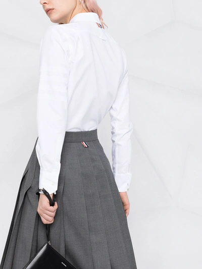 Shop Thom Browne Pleated Midi Skirt In Grau