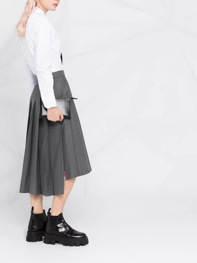 Shop Thom Browne Pleated Midi Skirt In Grau